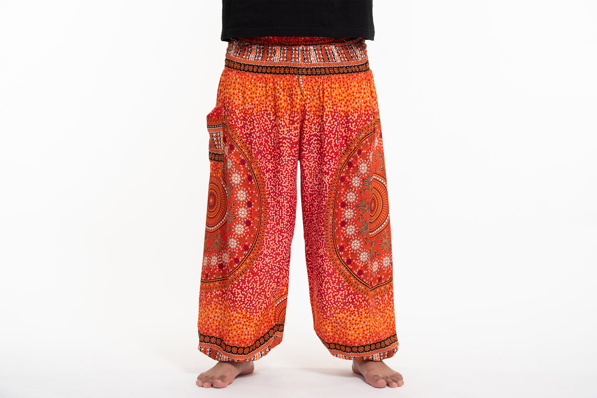 Plus Size Tribal Chakras Men's Harem Pants in Orange