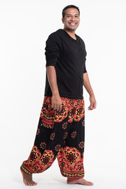 Plus Size Lotus Mandalas Men's Harem Pants in Black