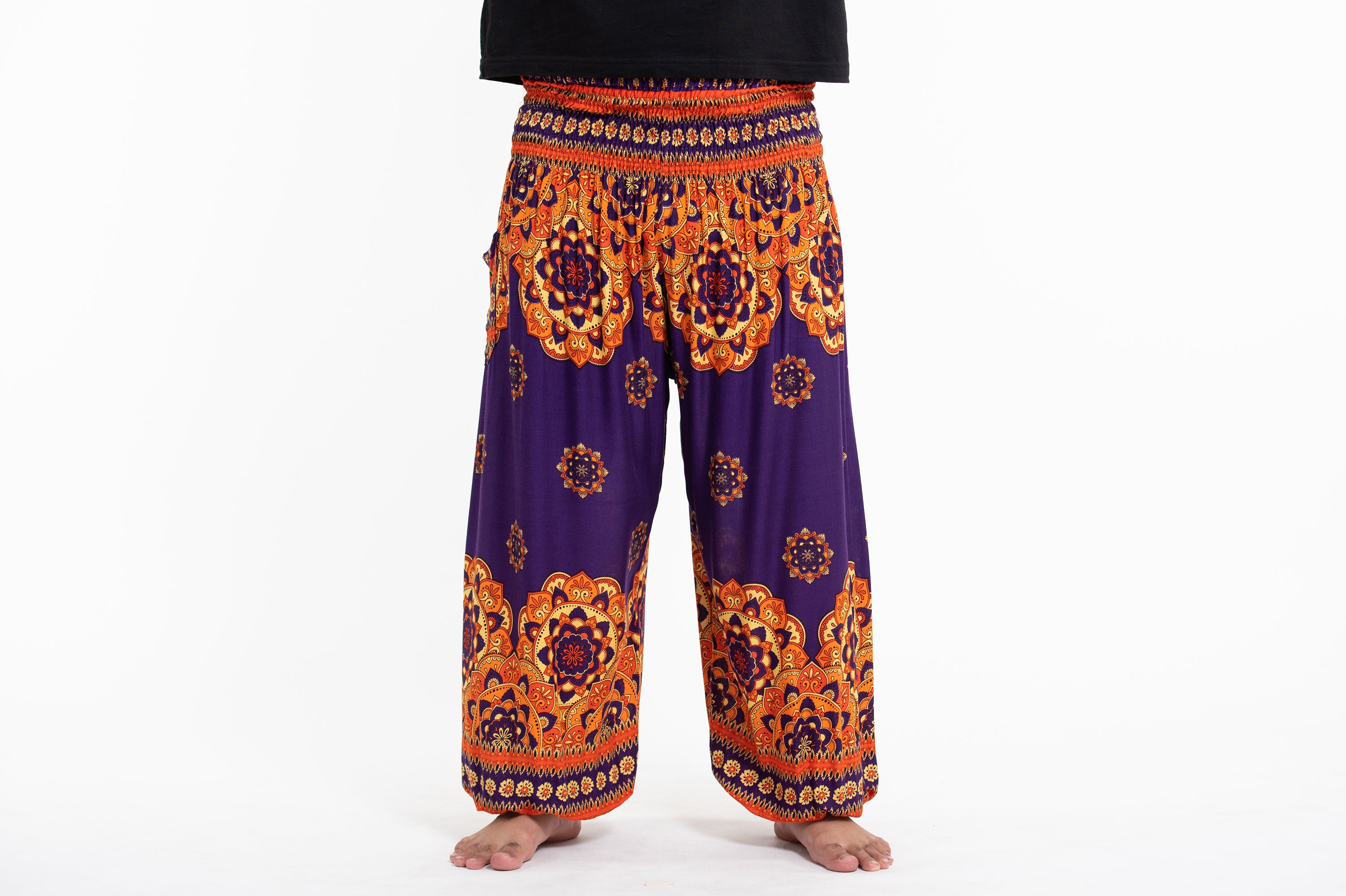 Plus Size Lotus Mandalas Men's Harem Pants in Purple