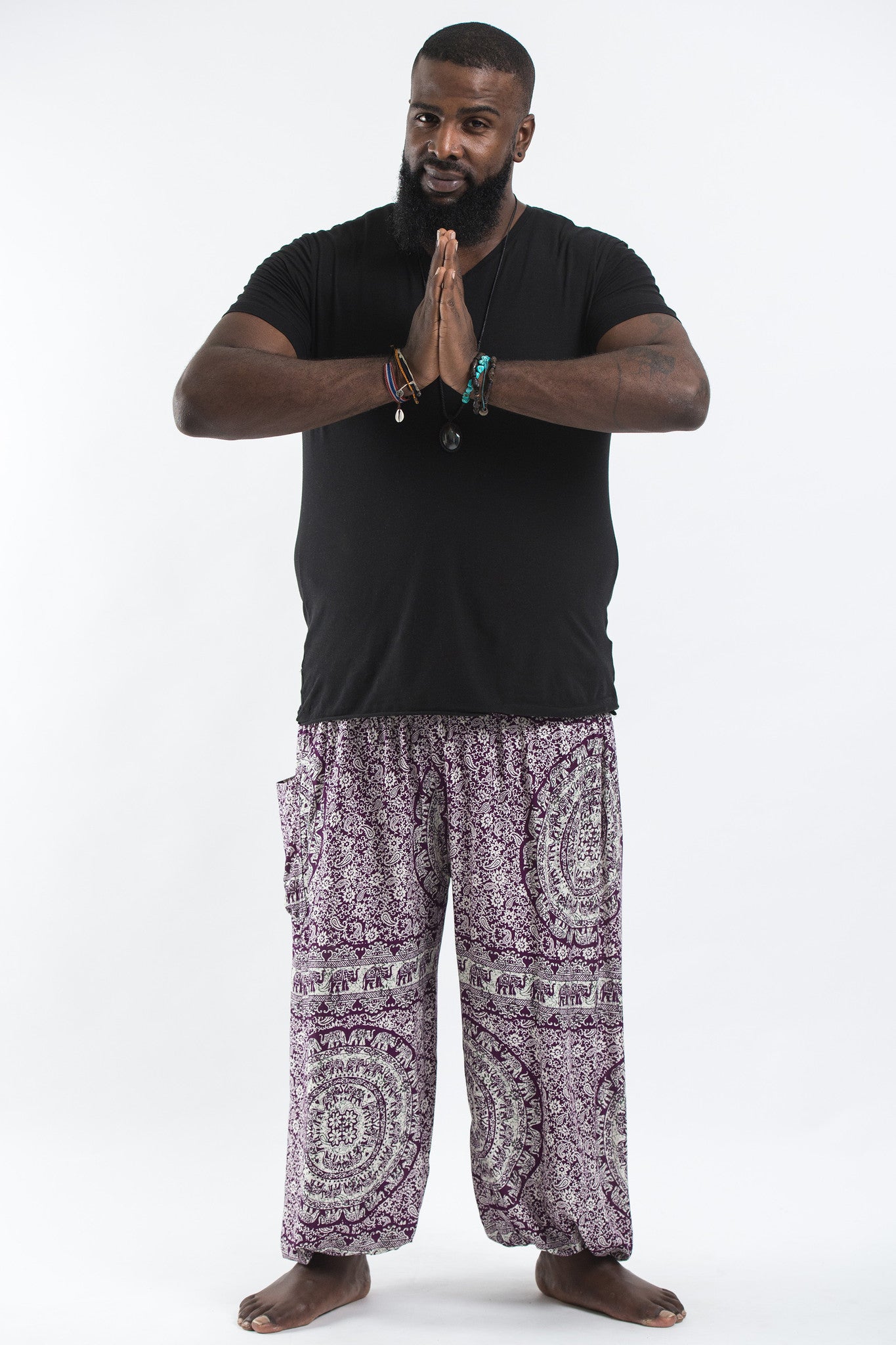 Plus Size Paisley Elephant Men's Elephant Pants in Purple