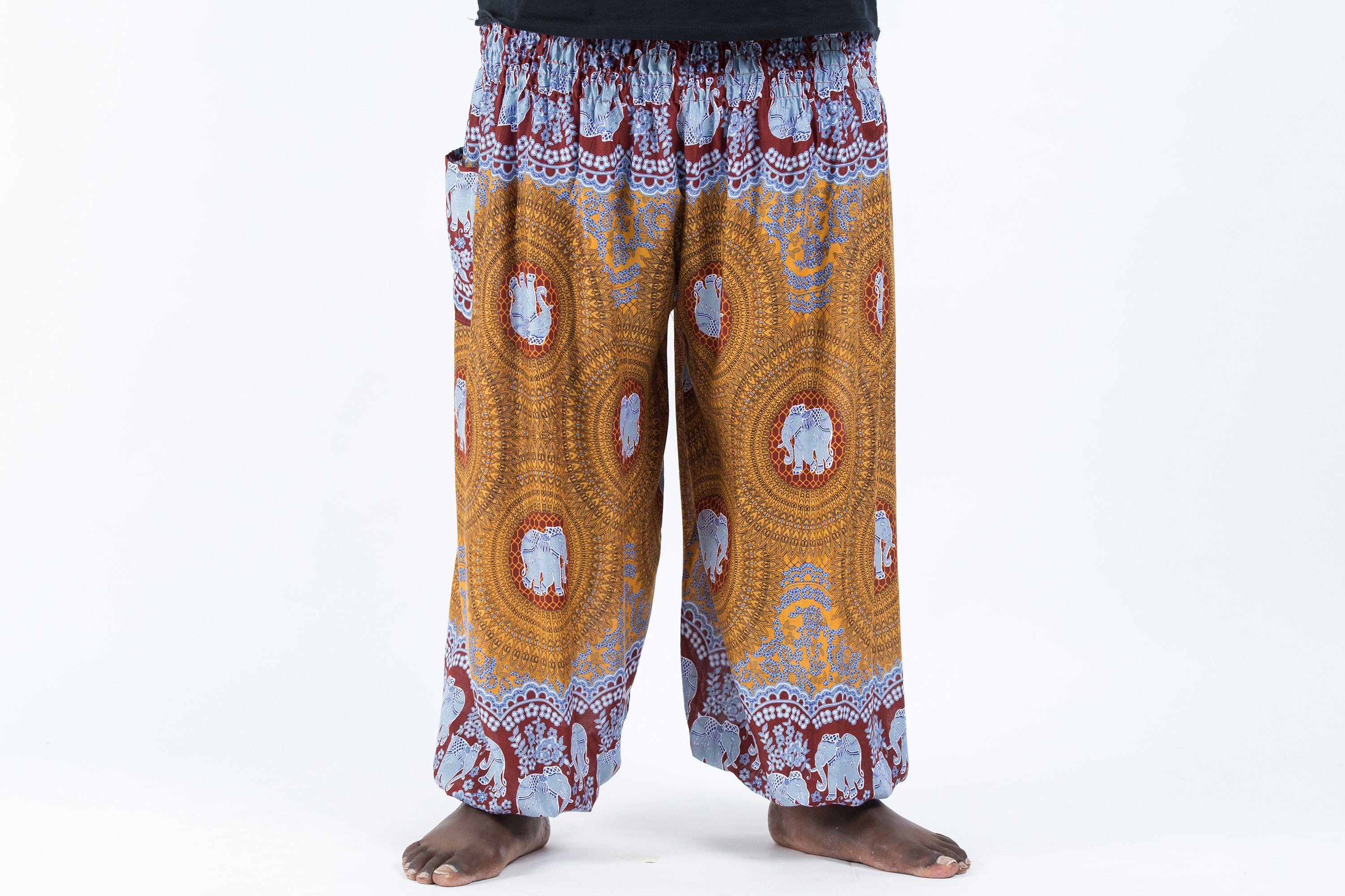 Plus Size Mandala Elephant Men's Elephant Pants in Bronze