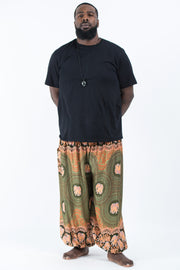 Plus Size Mandala Elephant Men's Elephant Pants in Olive