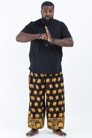Plus Size Golden Elephant Men's Elephant Pants in Black