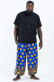 Plus Size Golden Elephant Men's Elephant Pants in Blue