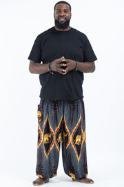 Plus Size Peacock Elephant Men's Elephant Pants in Black