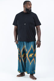 Plus Size Peacock Elephant Men's Elephant Pants in Turquoise
