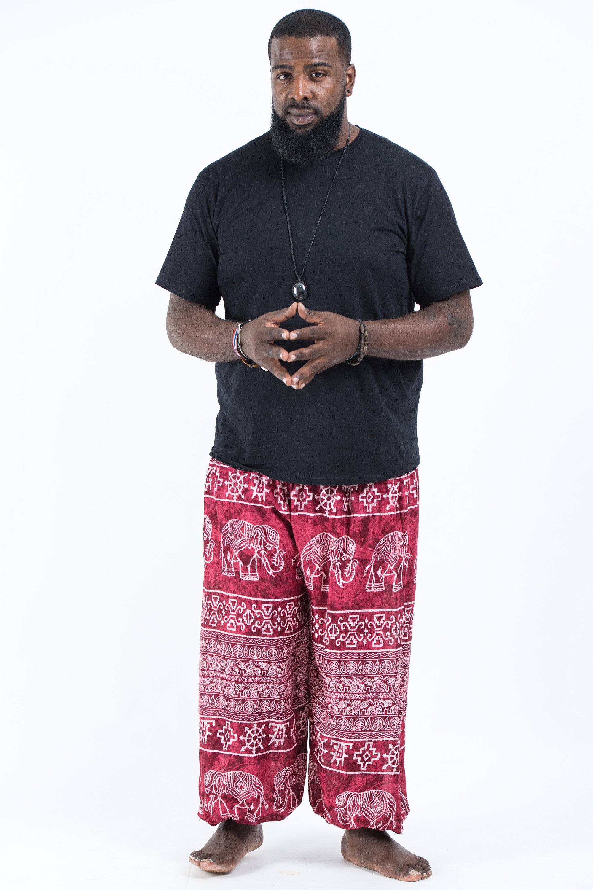 Plus Size Marble Elephant Men's Elephant Pants in Red