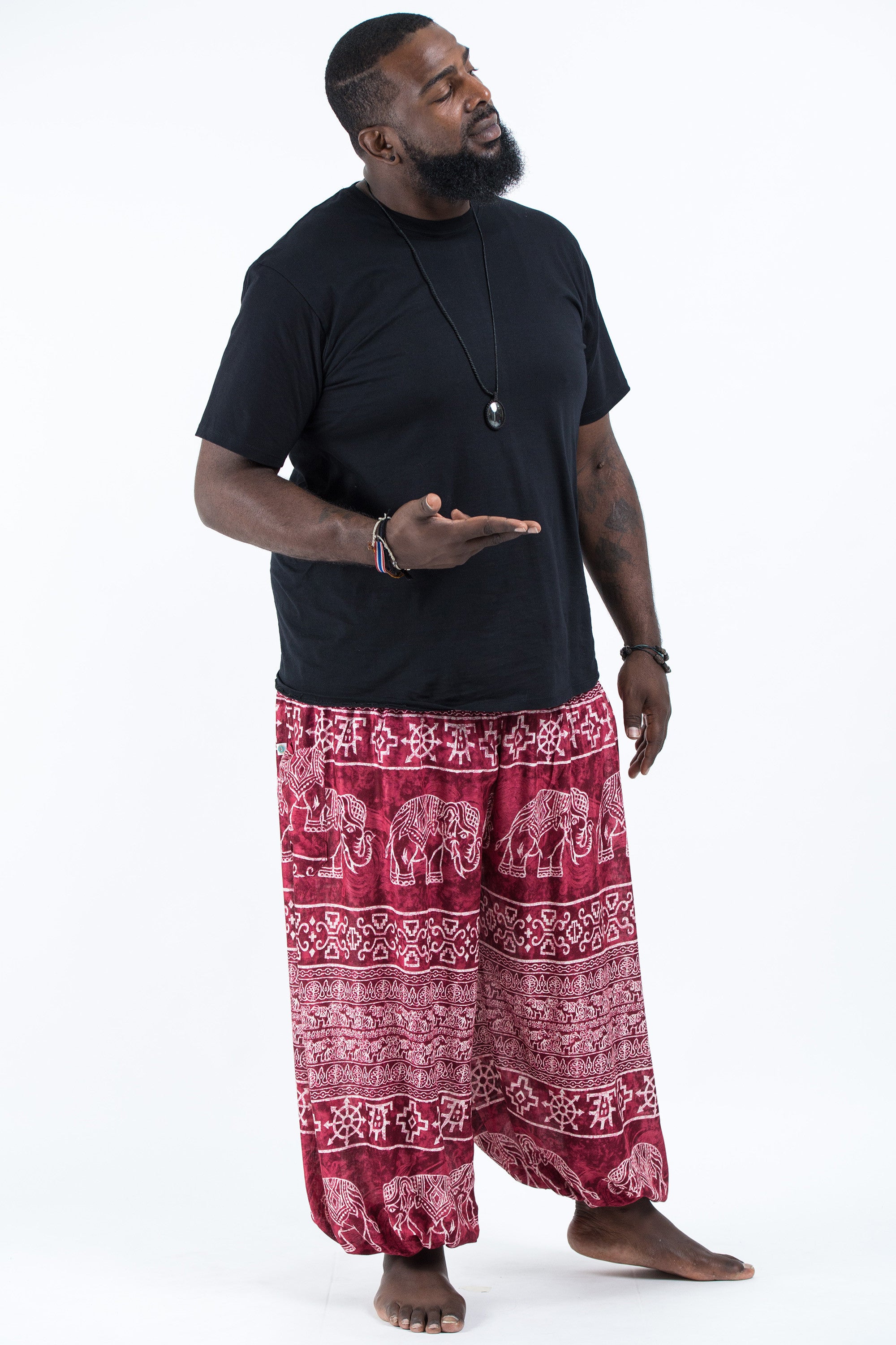 Plus Size Marble Elephant Men's Elephant Pants in Red