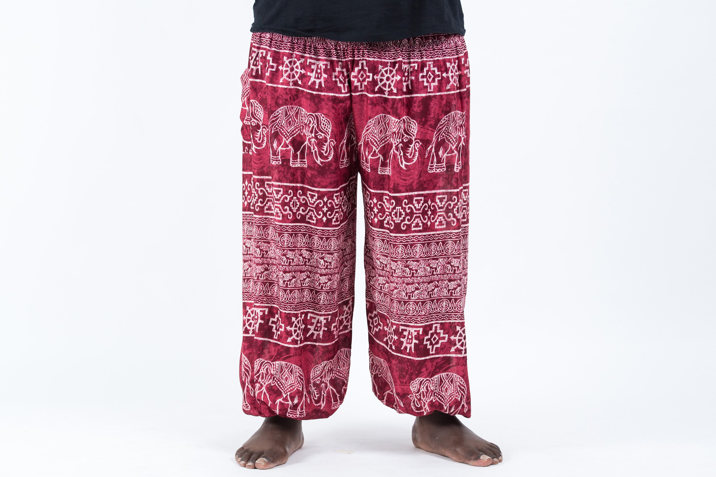 Plus Size Marble Elephant Men's Elephant Pants in Red