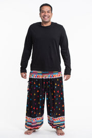 Plus Size Triangles Men's Harem Pants in Black