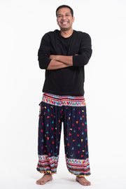 Plus Size Triangles Men's Harem Pants in Navy
