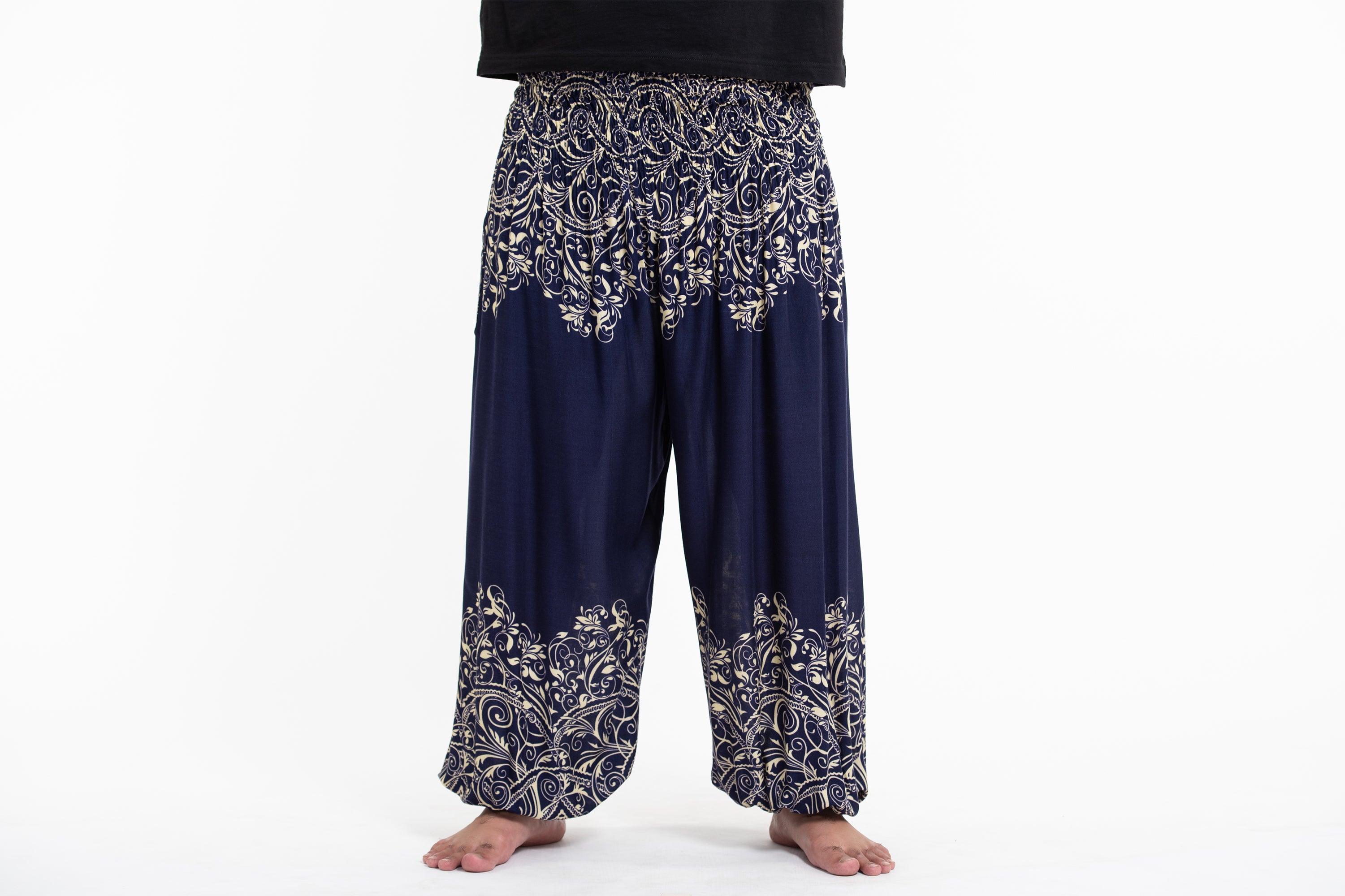 Plus Size Vines Men's Harem Pants in Blue