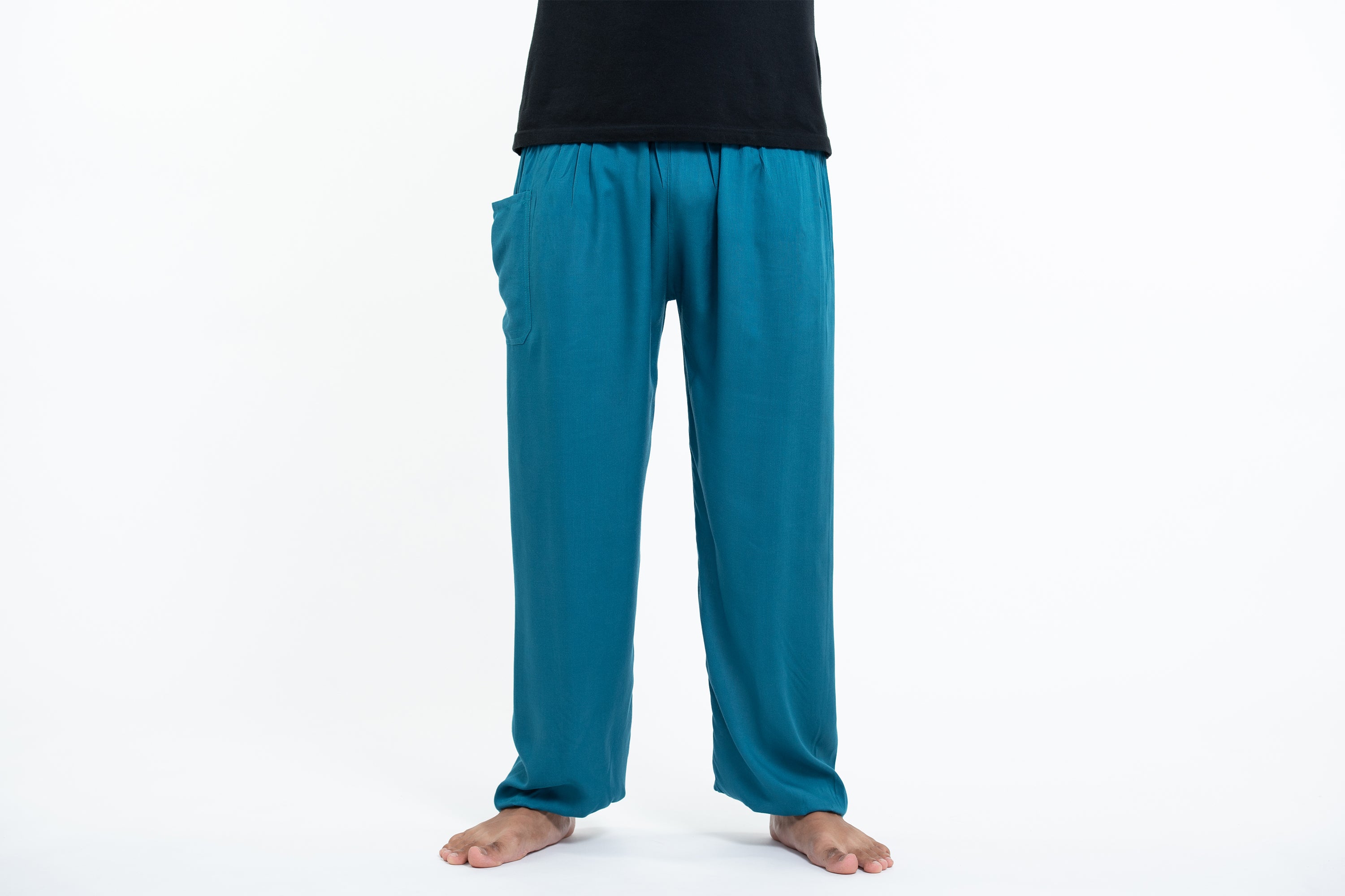 Solid Color Men's Tall Harem Pants in Aqua Blue