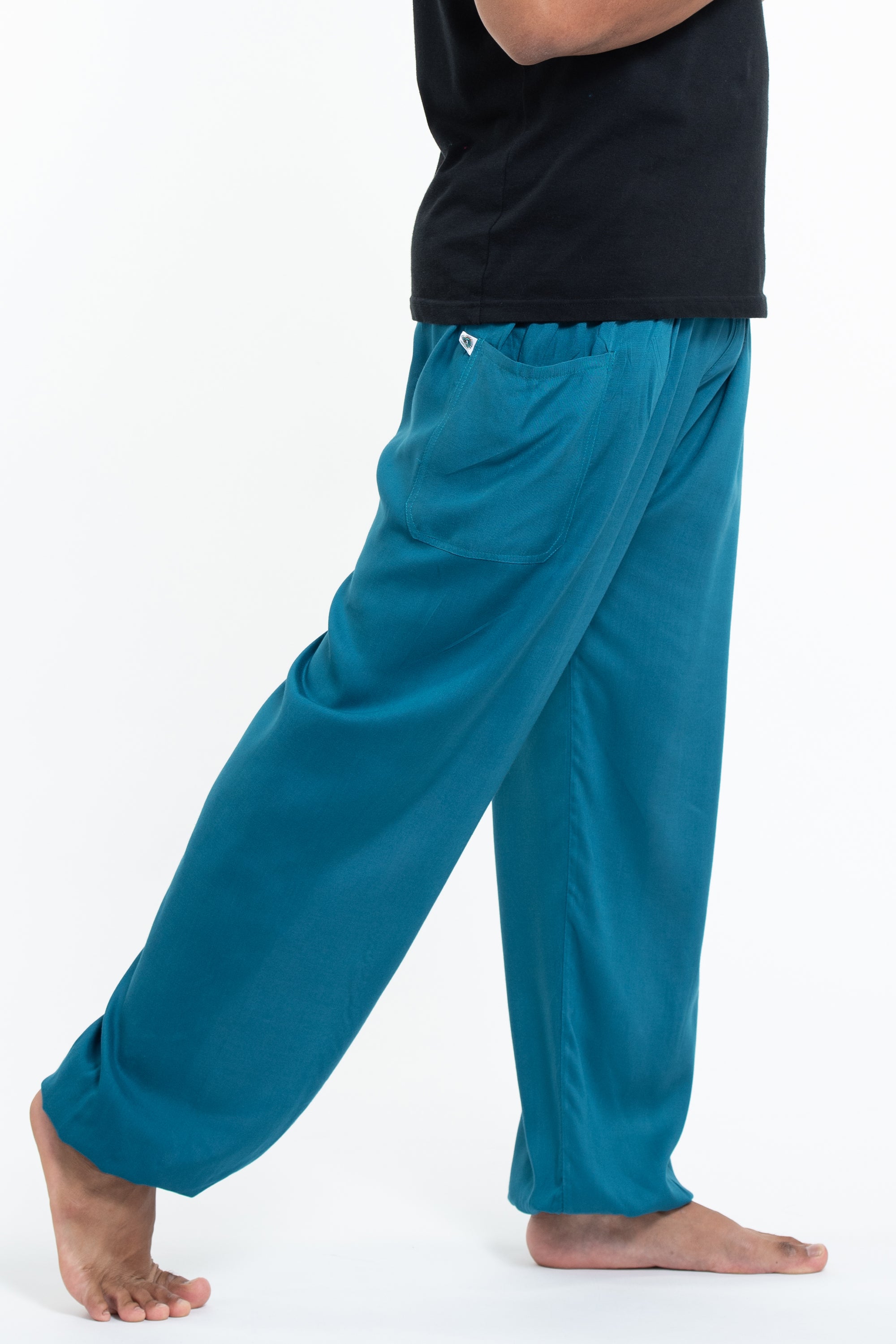 Solid Color Men's Tall Harem Pants in Aqua Blue