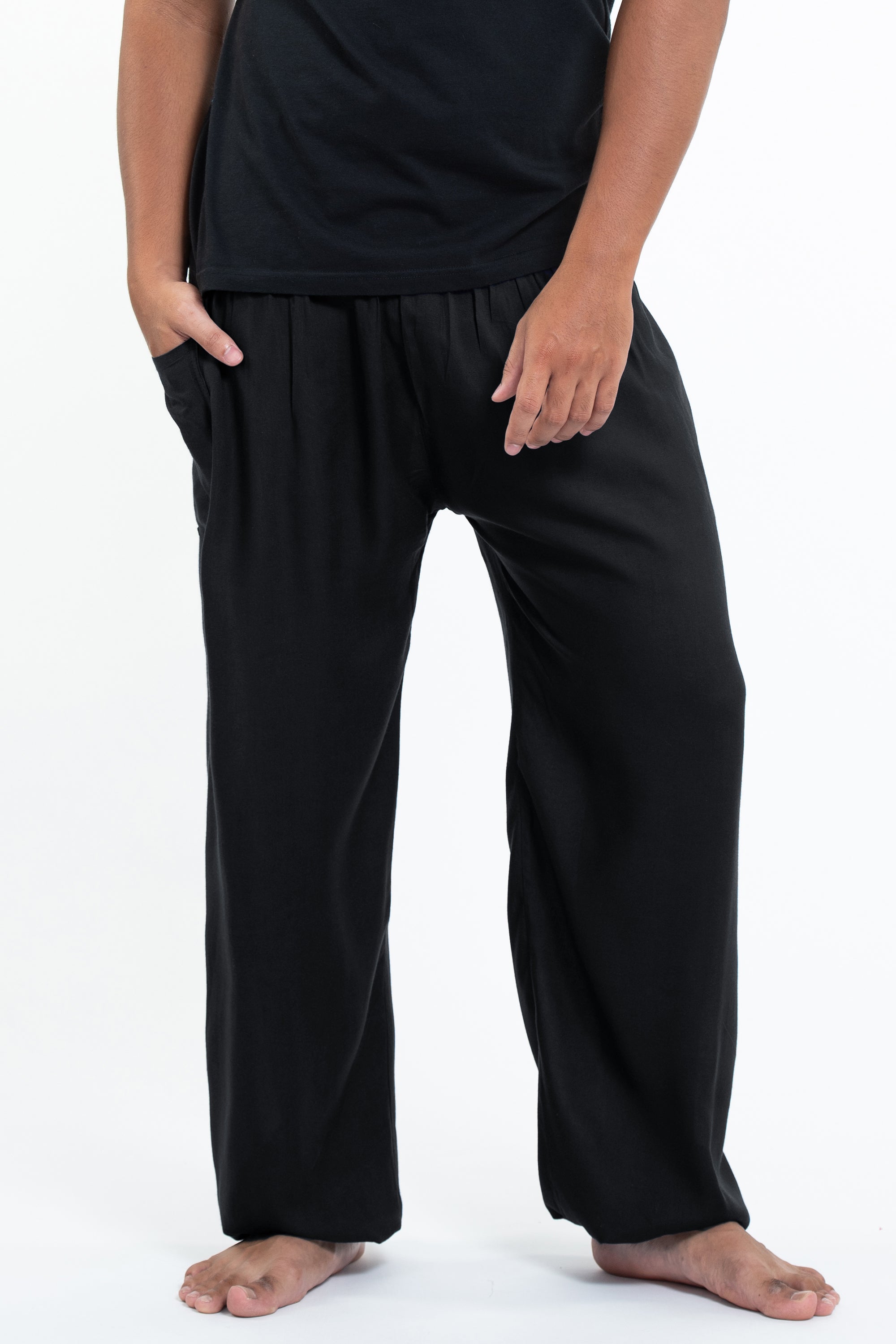 Solid Color Men's Tall Harem Pants in Black