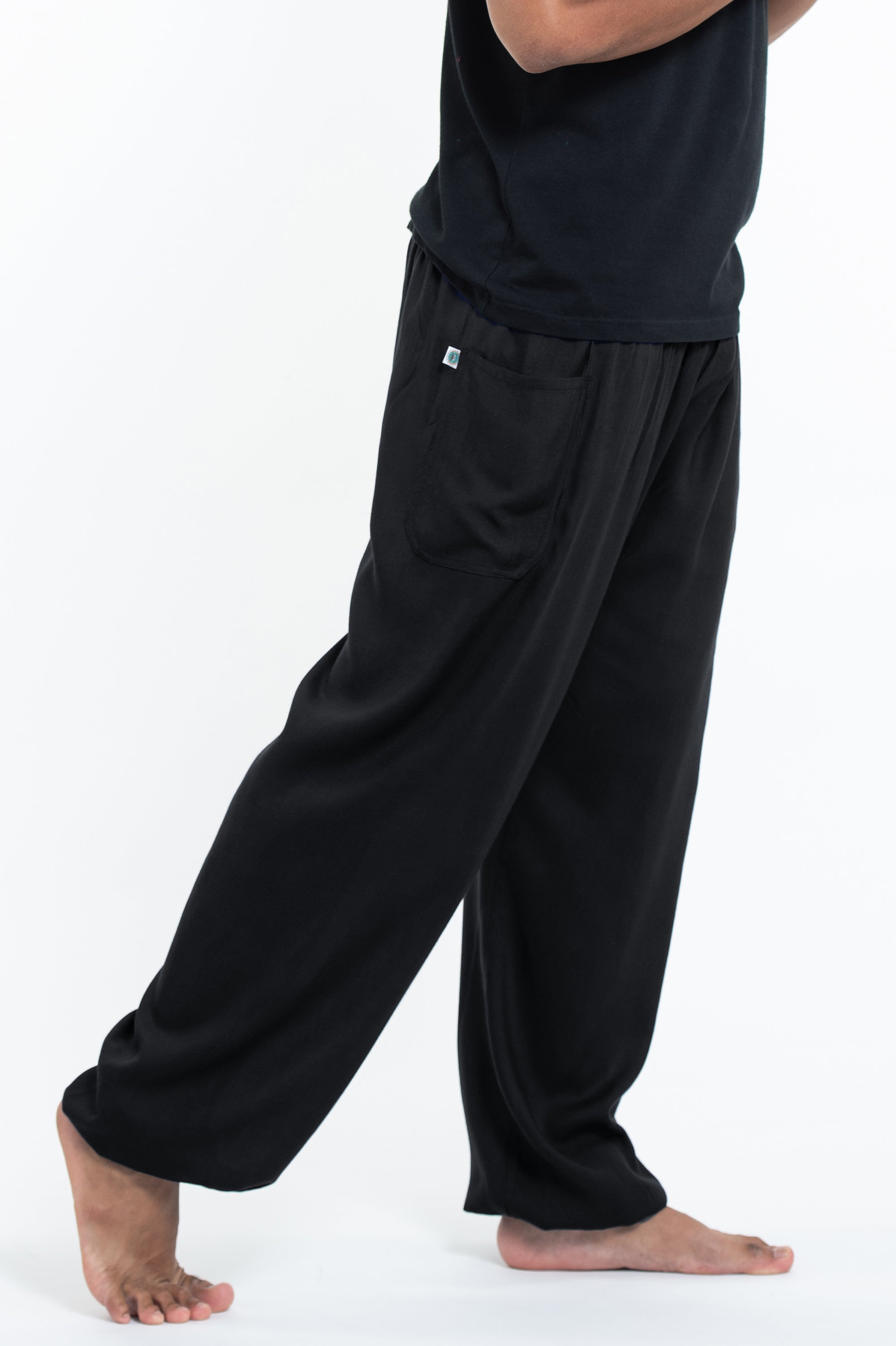 Solid Color Men's Tall Harem Pants in Black