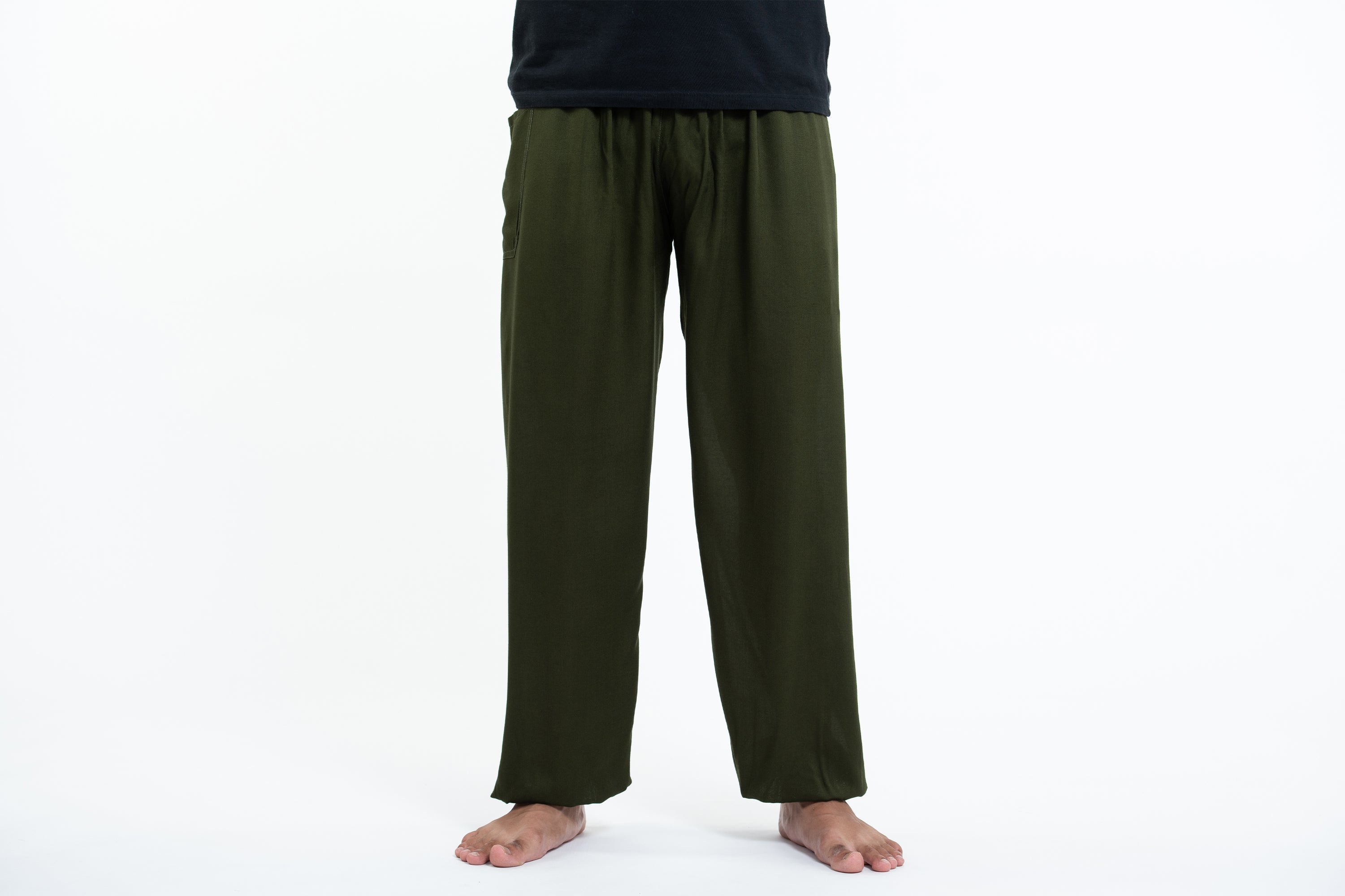 Solid Color Men's Tall Harem Pants in Dark Green
