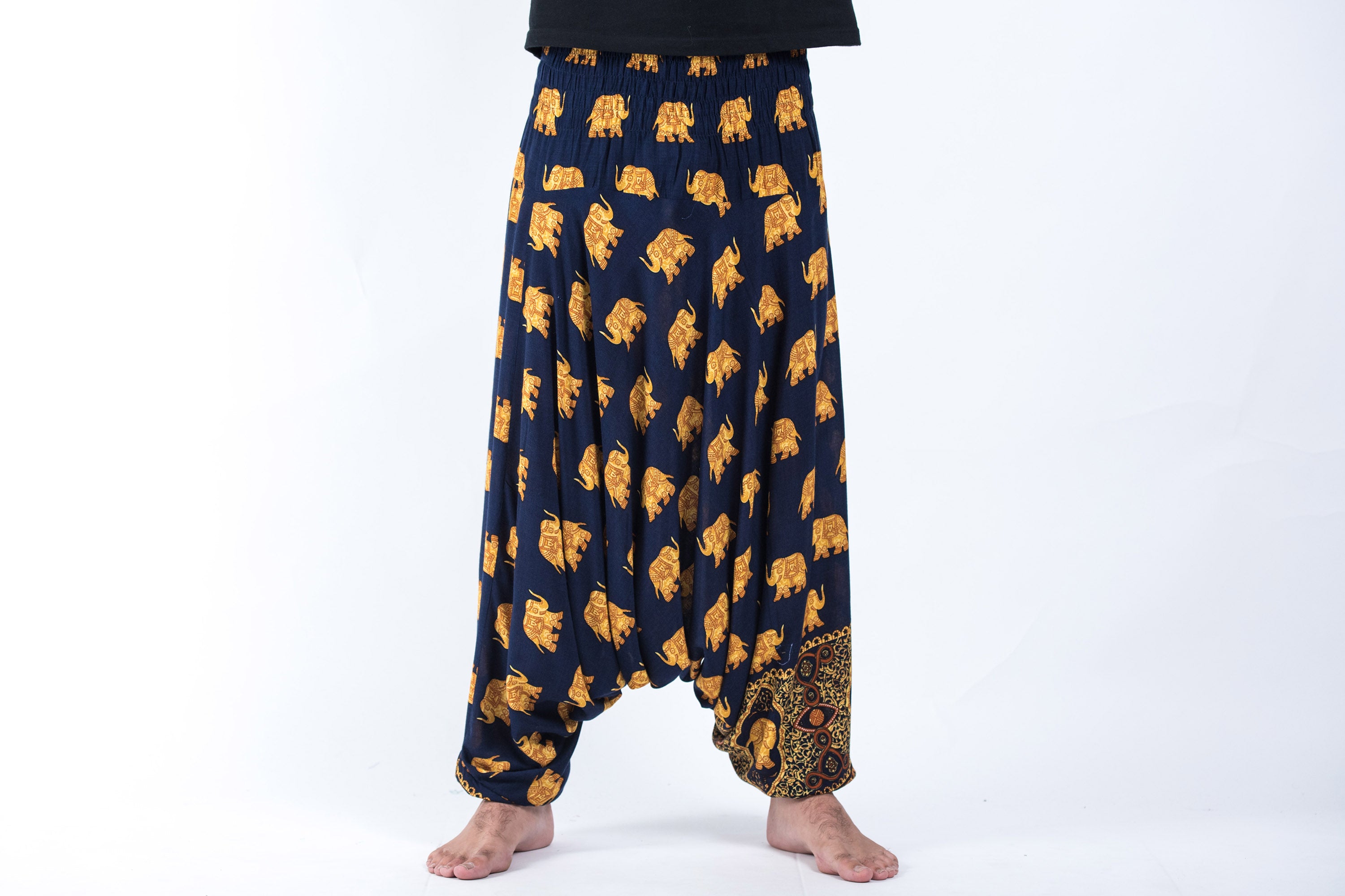 Golden Elephant Drop Crotch Men's Elephant Pants in Navy