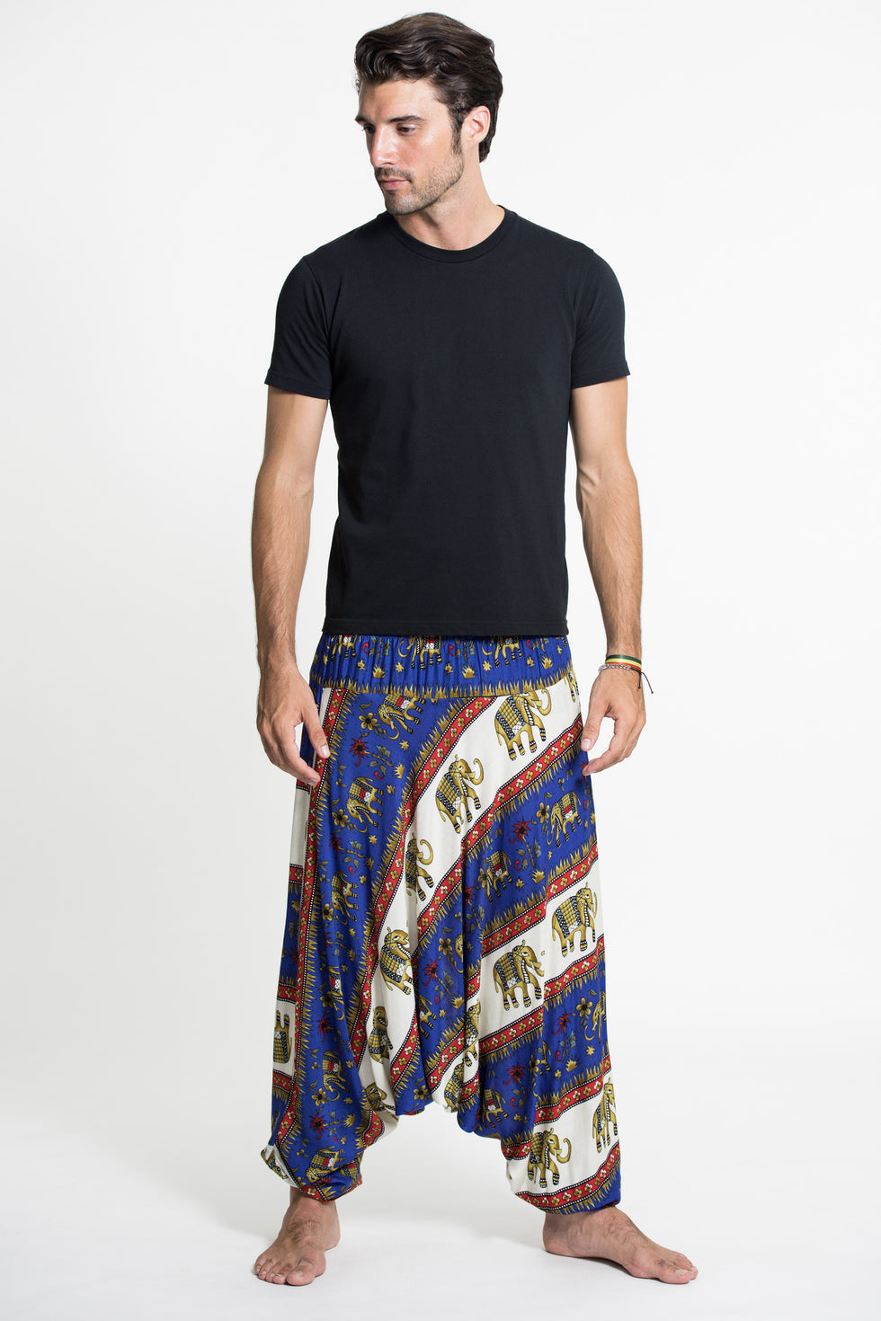 Elephant Bliss Drop Crotch Men's Elephant Pants in Blue – Harem Pants