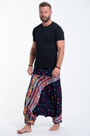 Triangles Drop Crotch Men's Harem Pants in Navy