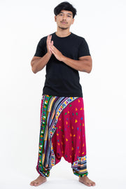 Triangles Drop Crotch Men's Harem Pants in Pink