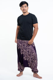 Vines Drop Crotch Men's Harem Pants in Purple