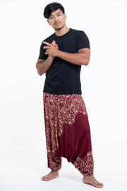 Vines Drop Crotch Men's Harem Pants in Red