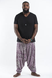 Plus Size Paisley Elephant Drop Crotch Men's Elephant Pants in Purple