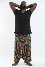 Plus Size Star Mandalas Drop Crotch Men's Harem Pants in Blue
