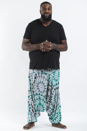 Plus Size Star Mandalas Drop Crotch Men's Harem Pants in Green