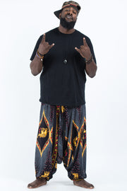 Plus Size Peacock Elephant Drop Crotch Men's Elephant Pants in Black