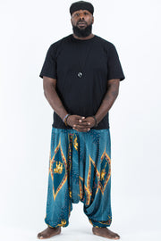 Plus Size Peacock Elephant Drop Crotch Men's Elephant Pants in Turquoise