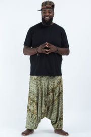 Plus Size Marble Elephant Drop Crotch Men's Elephant Pants in Olive