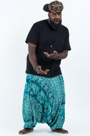 Plus Size Marble Elephant Drop Crotch Men's Elephant Pants in Turquoise