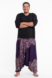 Plus Size Vines Drop Crotch Men's Harem Pants in Purple