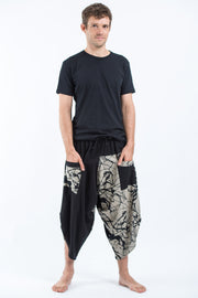 Two Tone Shatters Print Men's Three Quarter Pants in Black