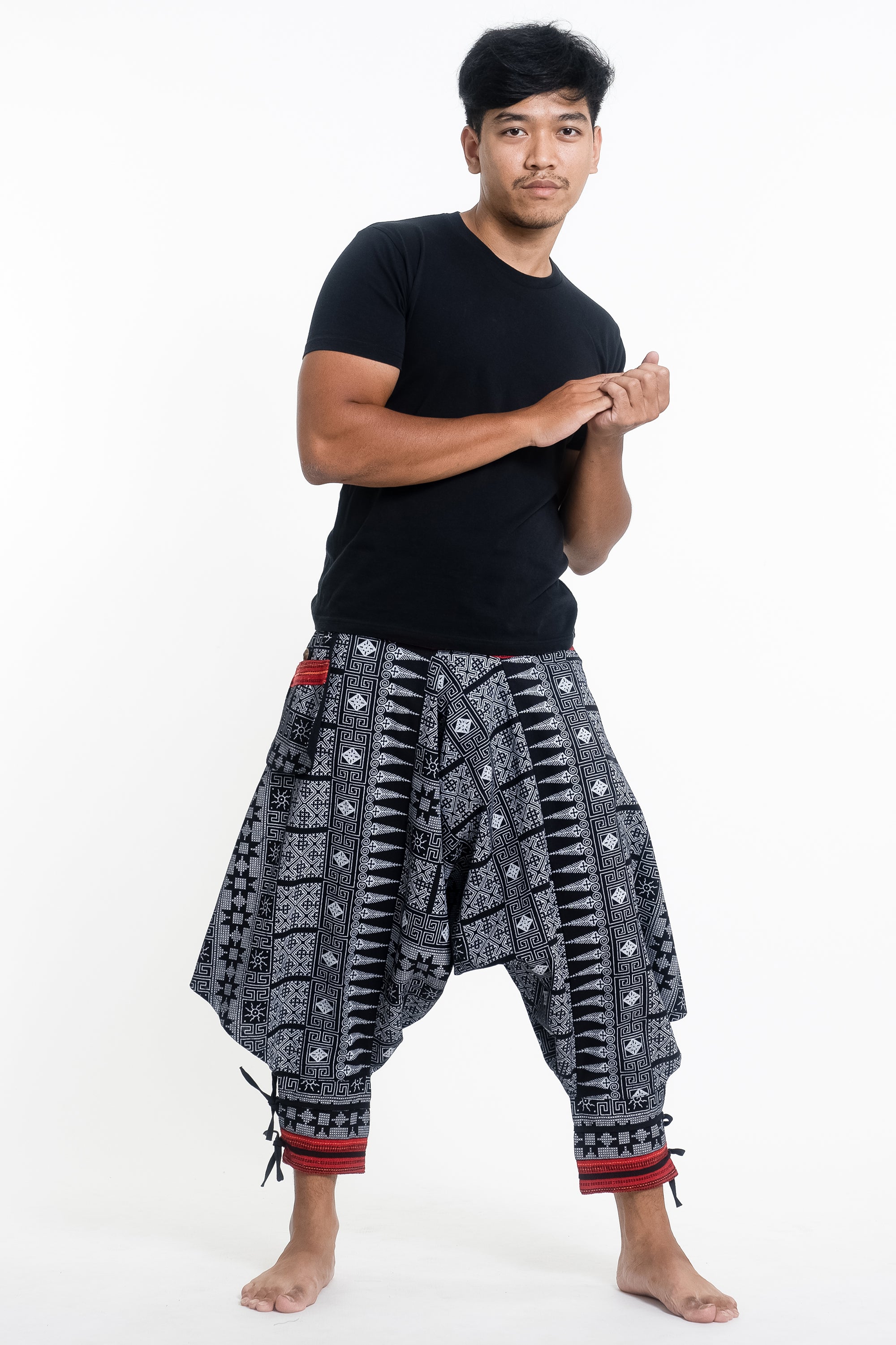 Casual trousers loose big size linen pants men loose wide leg pants big  crotch pants bloomer harem | Shopee Singapore