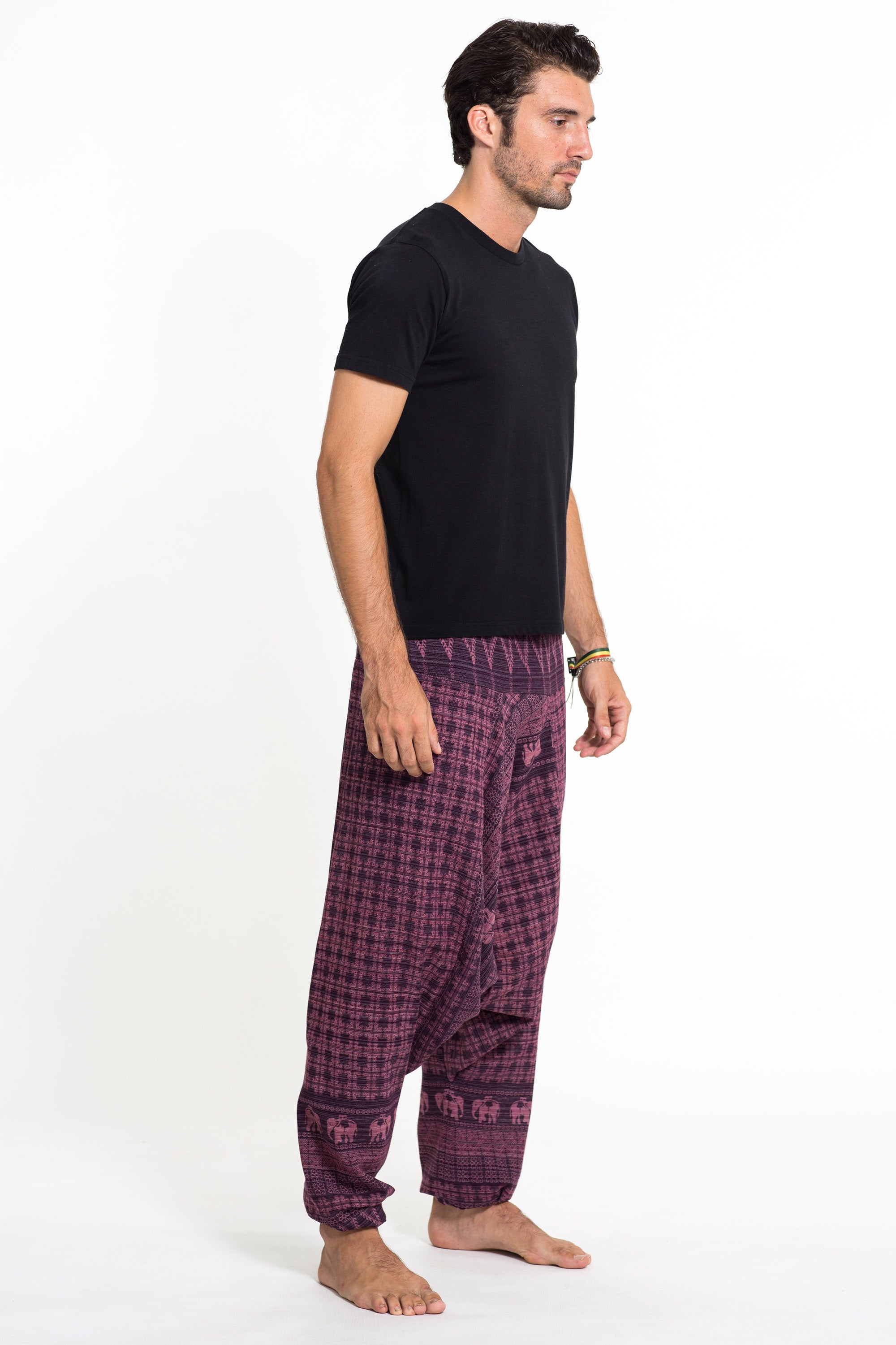Hill Tribe Elephant Men's Elephant Pants in Purple