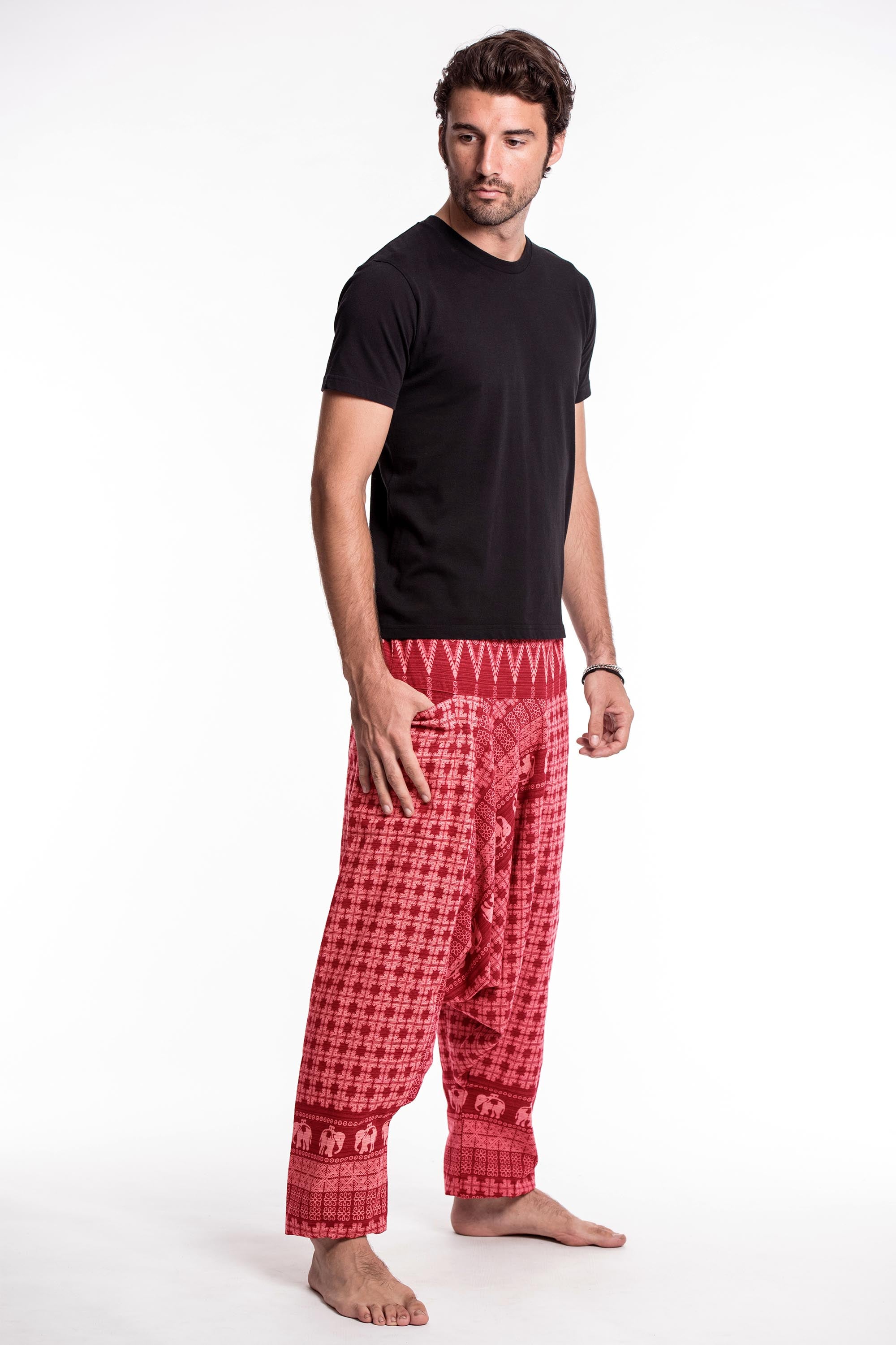 Hill Tribe Elephant Men's Elephant Pants in Red – Harem Pants