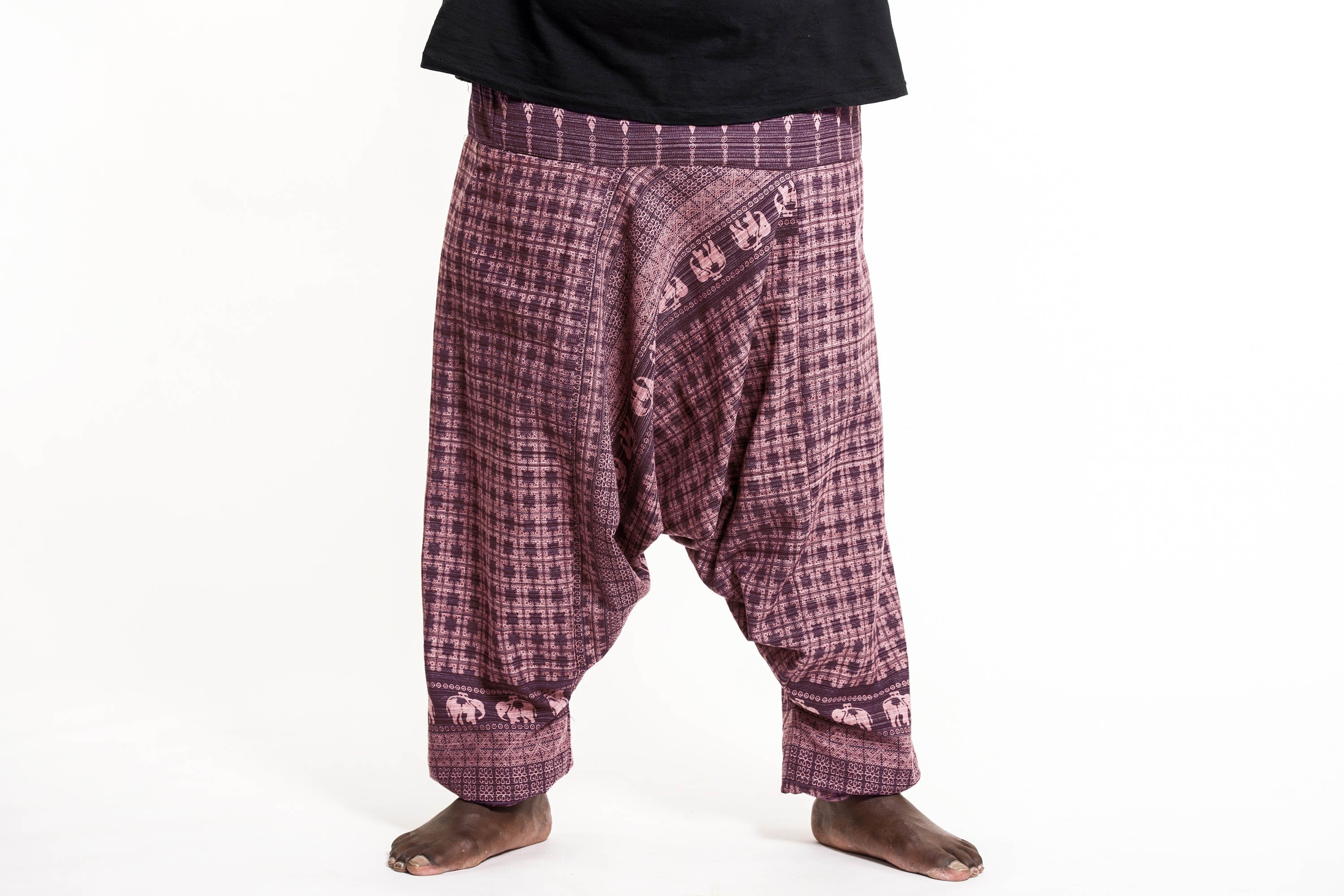 Plus Size Hill Tribe Elephant Men's Elephant Pants in Mauve