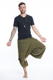 Stone Washed Large Pockets Men's Harem Pants in Green