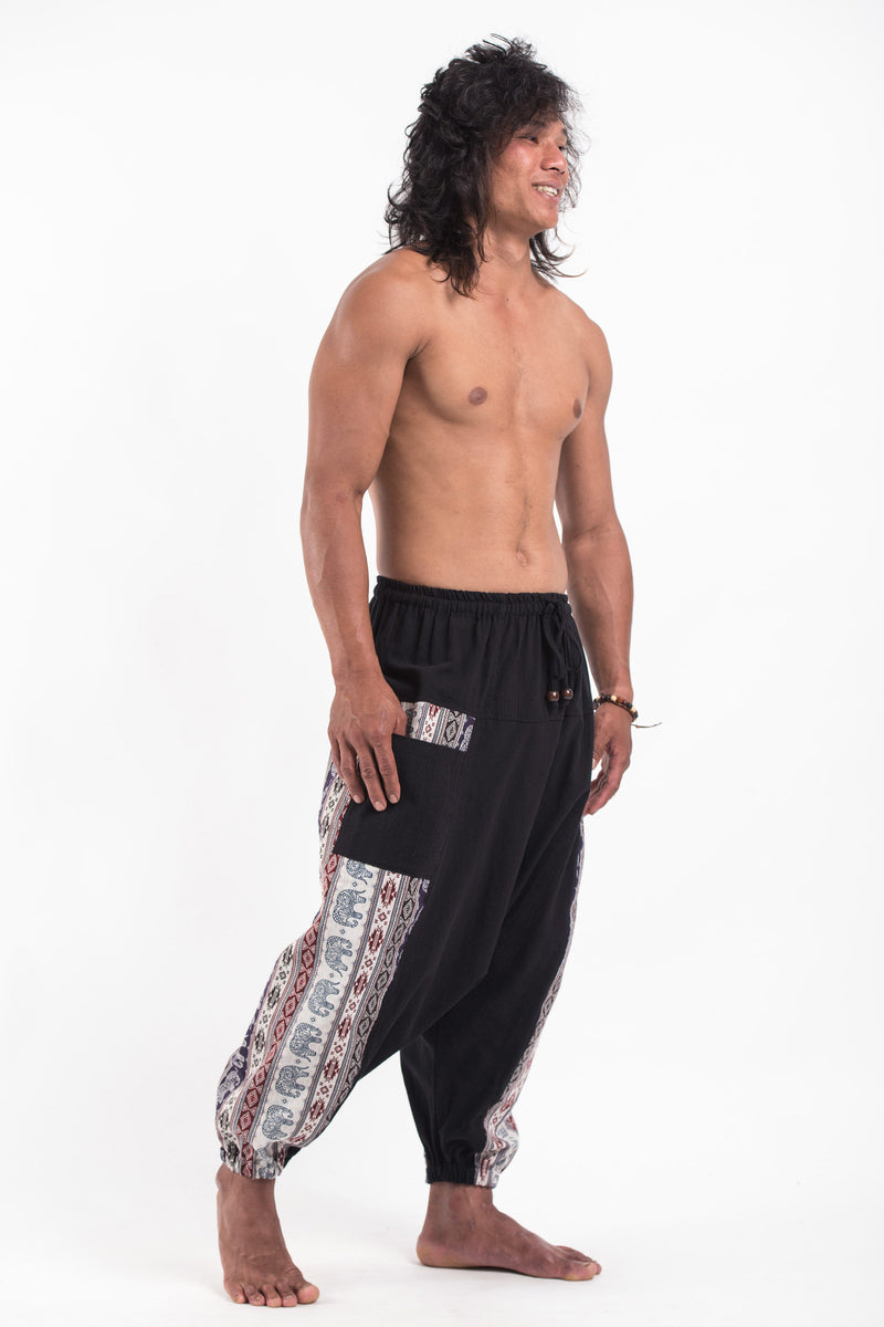 Elephant Aztec Cotton Men's Harem Pants in Black. Free Shipping for all ...