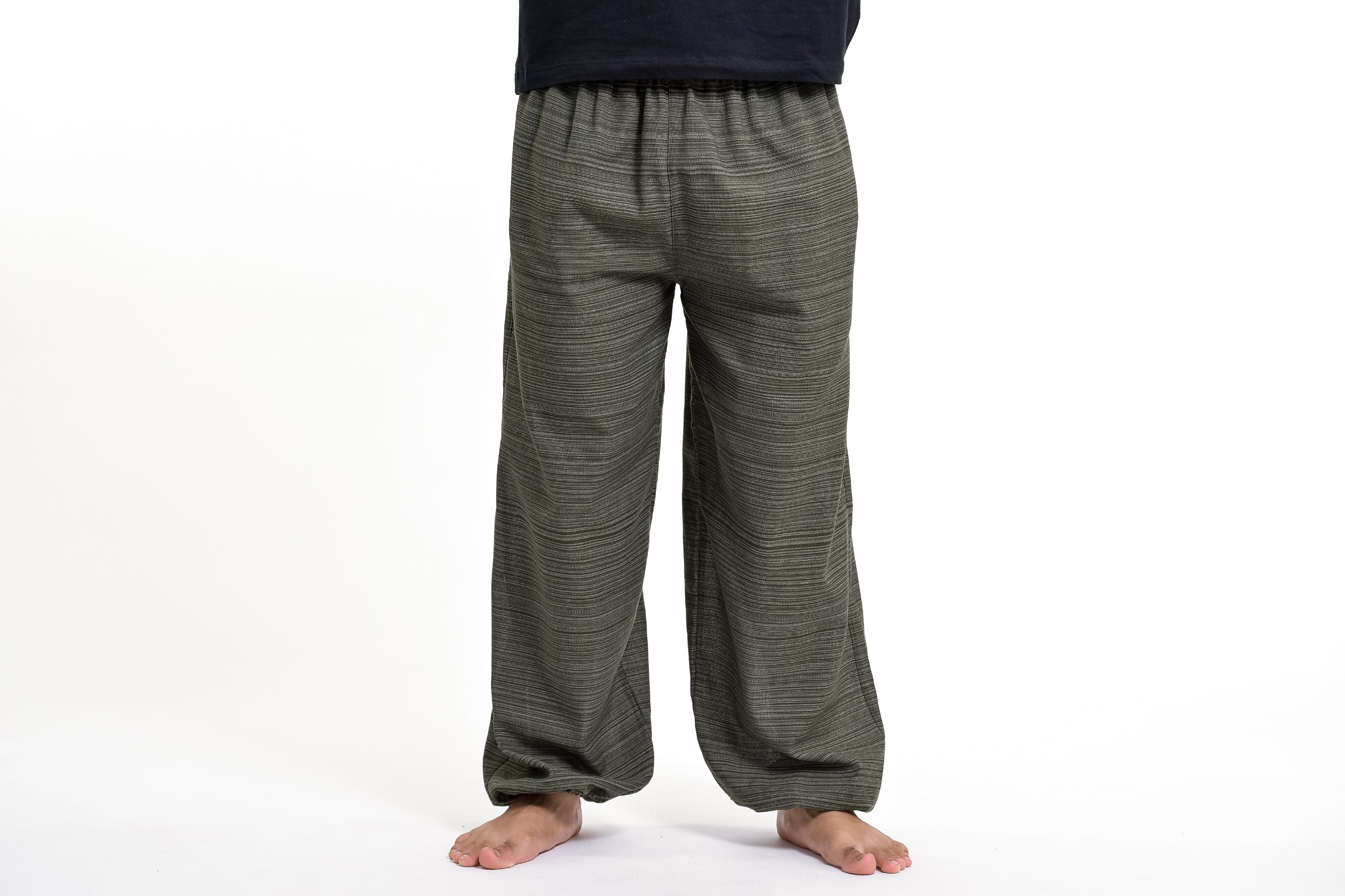 Drawstring Pinstripe Men's Pants in Green