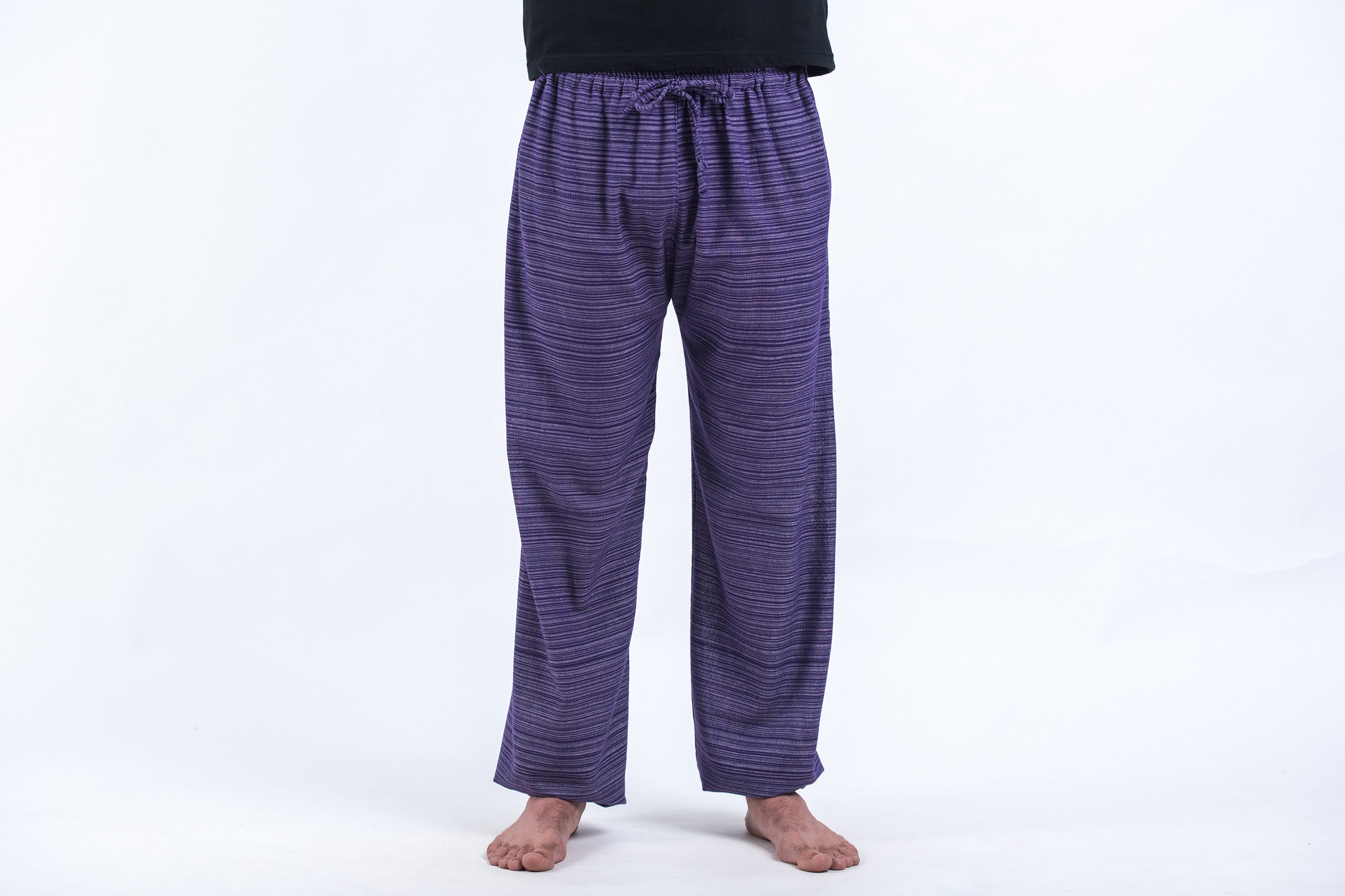 Drawstring Pinstripe Men's Pants in Violet