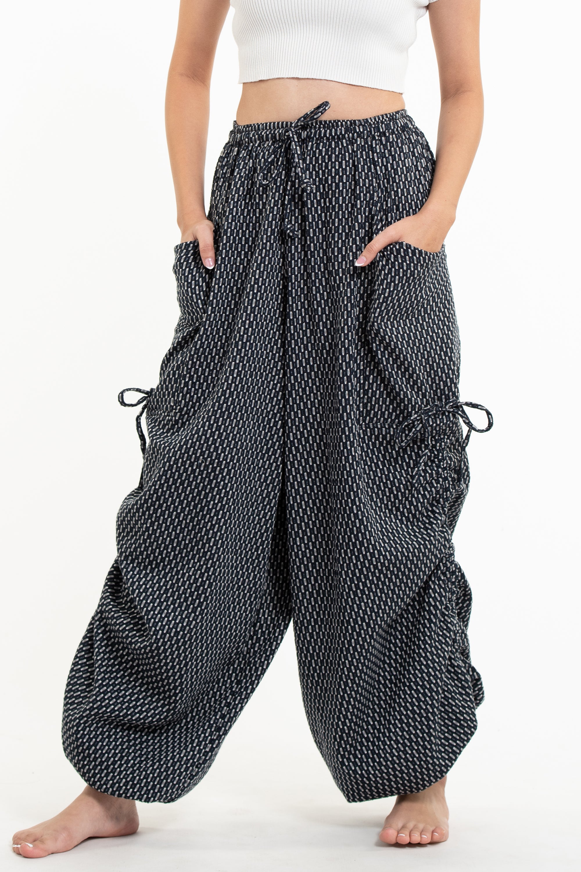 Men's Ribbed Cotton Pants in Black