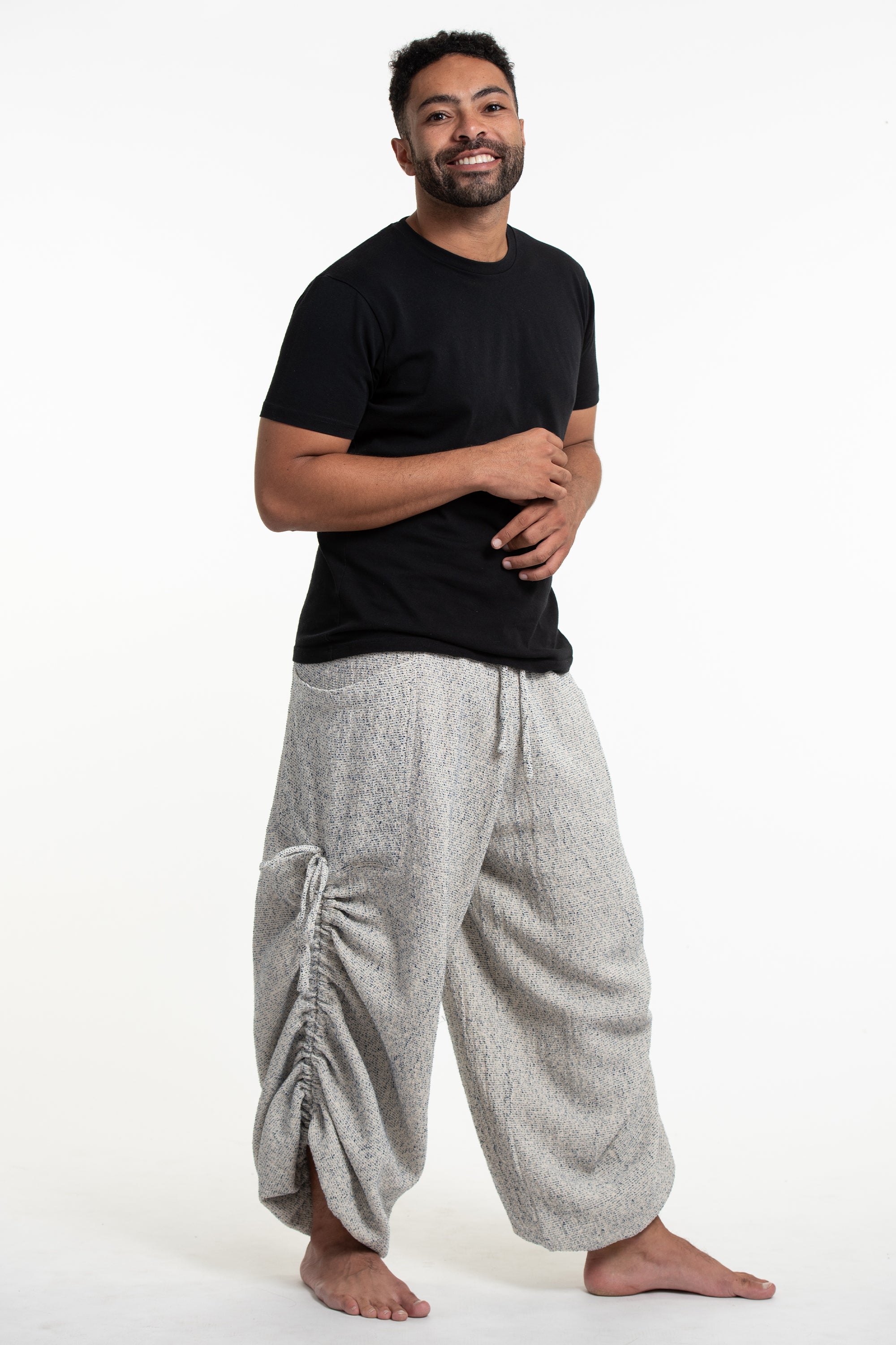Men's Ribbed Cotton Pants in Blue