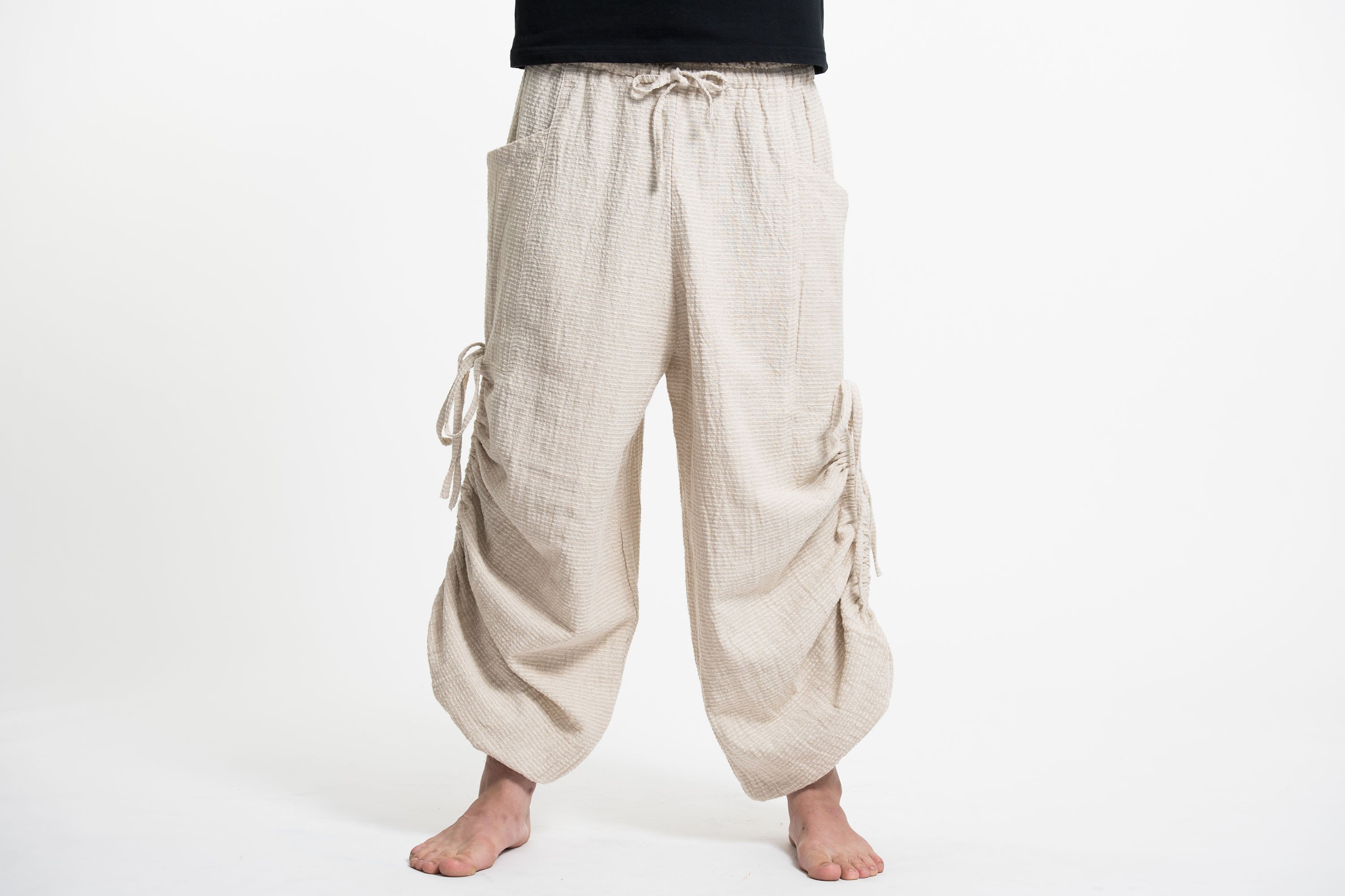 Men's Ribbed Hemp Cotton Linen Blend Pants in Natural
