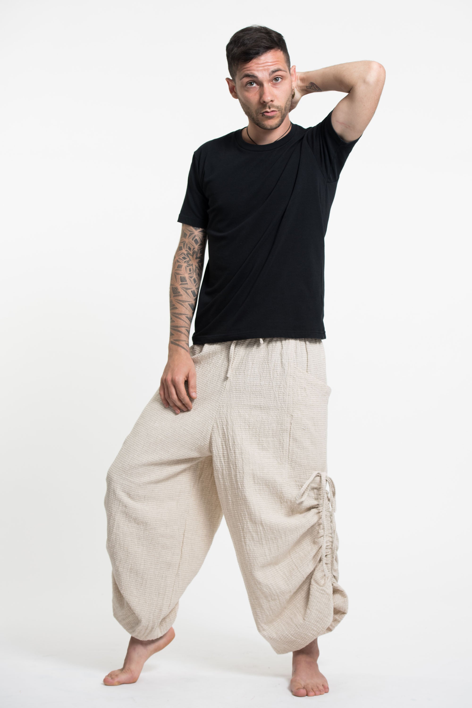 Men's Ribbed Hemp Cotton Linen Blend Pants in Natural