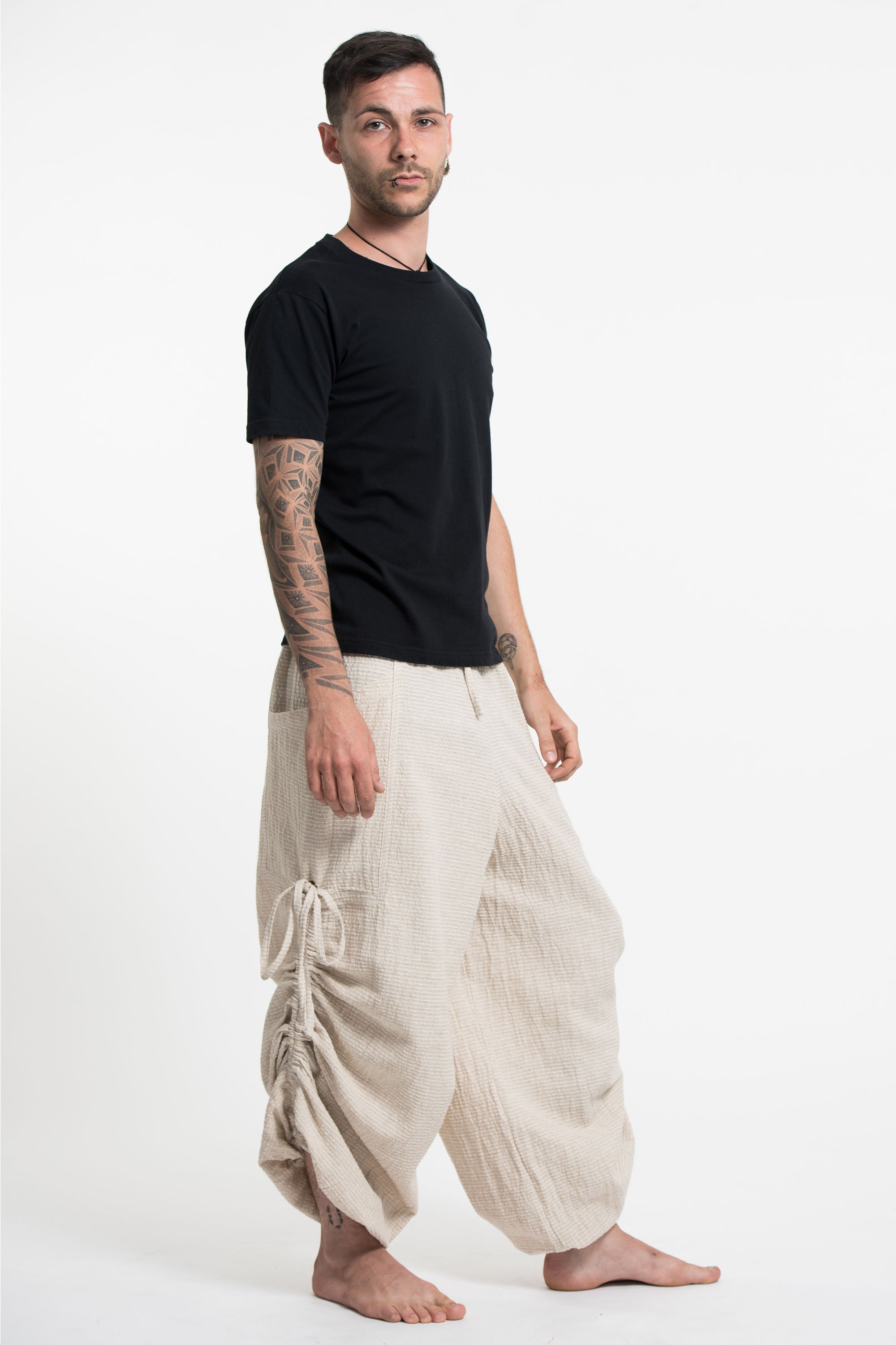 Men's Ribbed Hemp Cotton Linen Blend Pants in Natural
