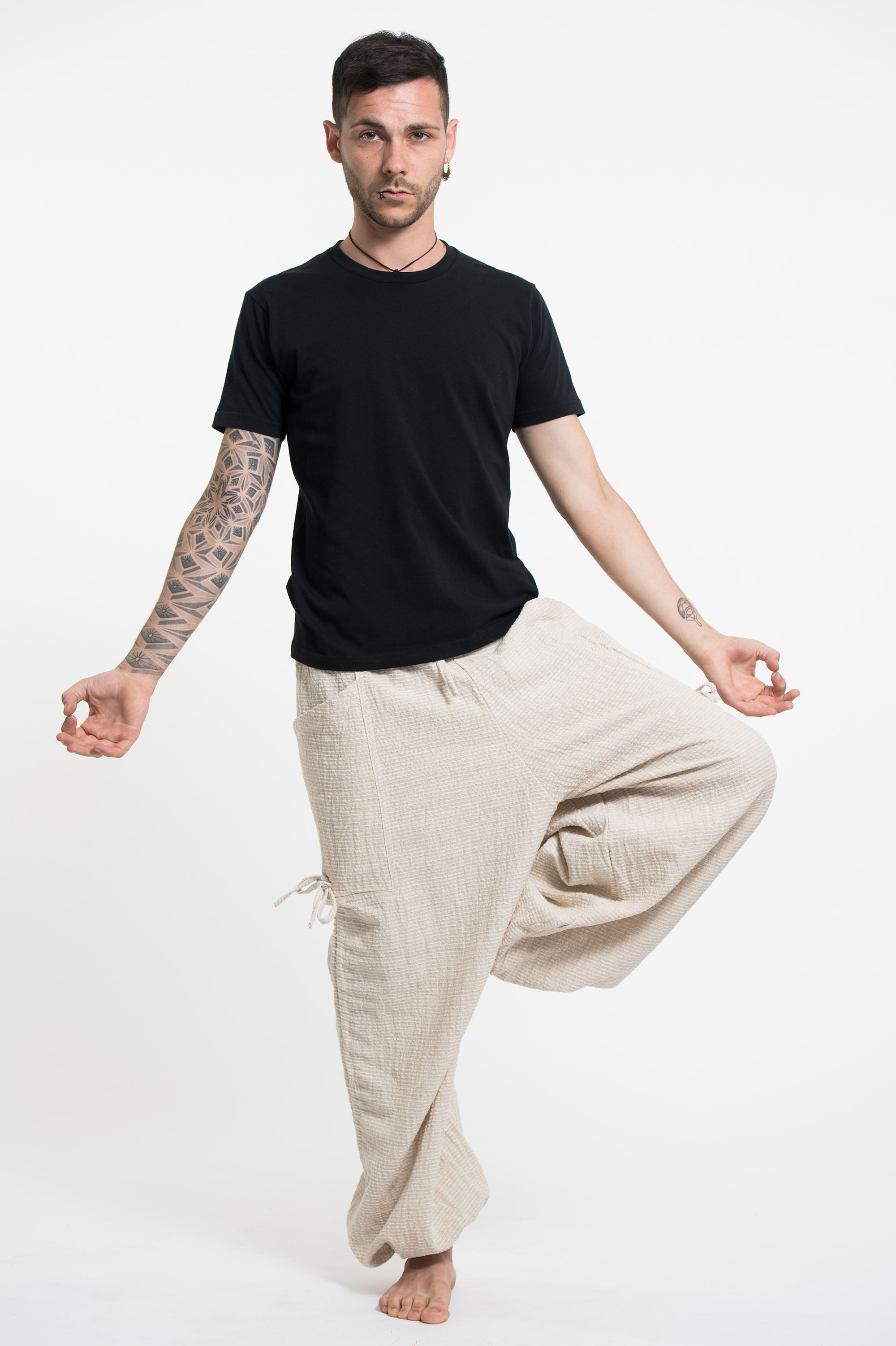 Men's Ribbed Hemp Cotton Linen Blend Pants in Natural